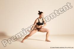 Underwear Martial art Woman White Moving poses Average long colored Dynamic poses Academic